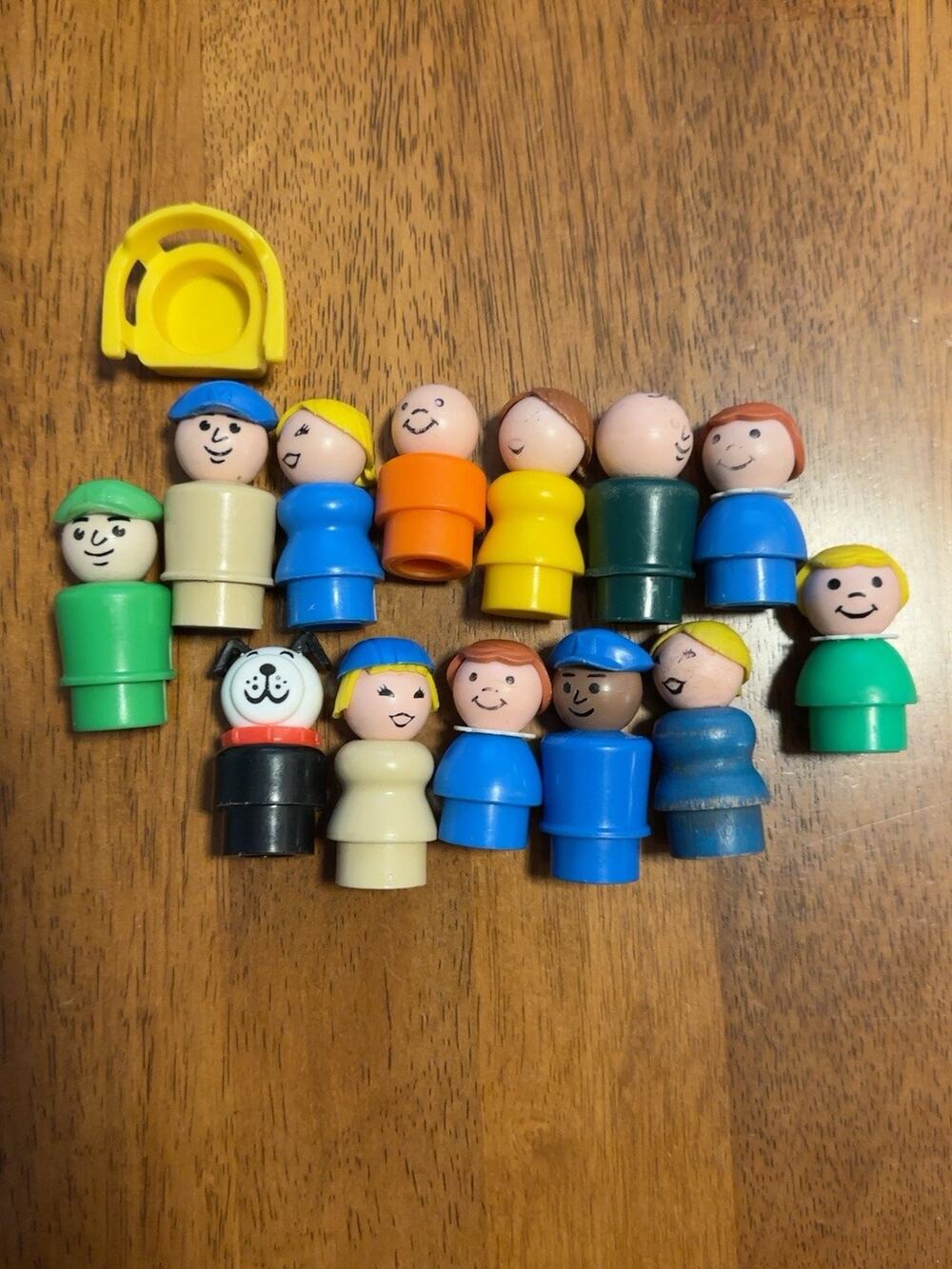 Vintage Fisher Price Little People Family Figures Dog Lot 13 Wood Plastic Mixed